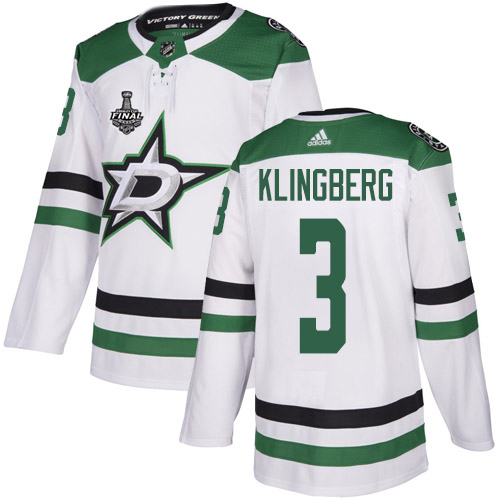 Adidas Men Dallas Stars #3 John Klingberg White Road Authentic 2020 Stanley Cup Final Stitched NHL Jersey->dallas stars->NHL Jersey